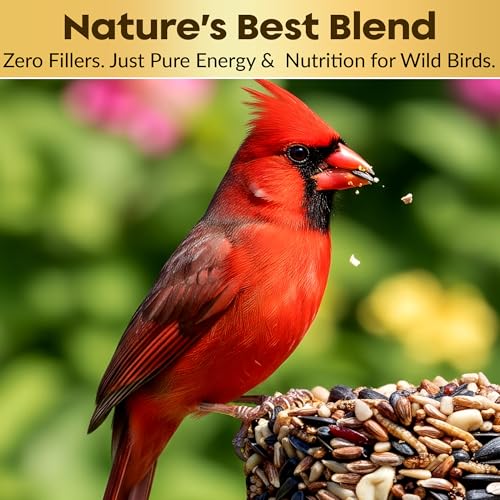 Cardinal Bird Seed Cylinders with Hole – Premium Cardinal Bird Seed Mix Curated for Cardinals & Also Loved by Blue Jays & Woodpeckers – Long Lasting, All Natural, No Fillers, USA Made (4" x 7.75")