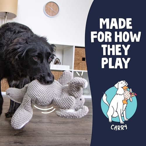 goDog Checkers Elephant Tough Plush Toy with Chew Guard Technology, Durable Checkered Fabric & Squeaker for Active Play, Gray, Large
