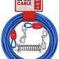 Petbobi Dog Tie-Out Cable 30ft -Heavy Duty Dog Lead Up to 120 lbs, Outdoor Leash Metal Cable with Shock Spring 360° Swivel Clips, for Yard Camping