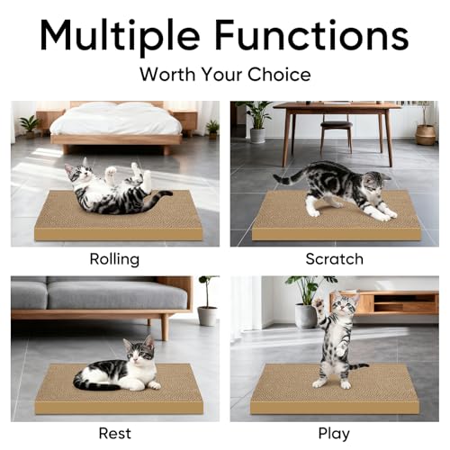 AGYM Cat Scratchers 4 Packs Refill Cat Scratching Pad Cardboard for Indoor Cats and Kitten, Large Size Cat Scratch Pad Board Easy for Cats to Scratch