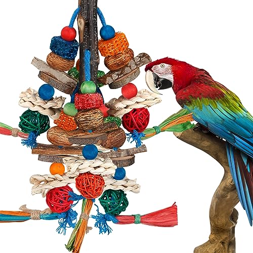 Bird Toys,Parrot Toys Exciting Chewing Fun for Parakeets,Cockatiels,Conures,Lovebirds,African Gray Cockatoos  And Other Small Medium-Sized Parrot Natural Corn Cob Sturdy Nut (old bark)