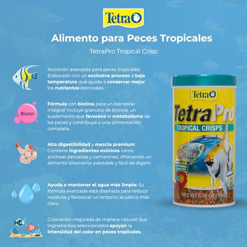 TetraPro Tropical Crisps 6.70 Ounces, Fish Food, Advanced Clear Water Formula