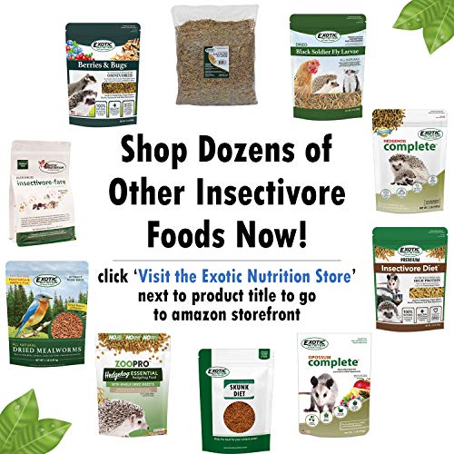 Exotic Nutrition Hedgehog Complete 5 lb - Nutritionally Complete Natural Healthy High Protein Pellets & Dried Mealworms - Food for Pet Hedgehogs