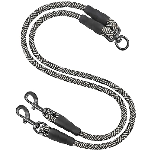 Double Dog Leash Coupler Heavy Duty Extension Rope for Two Large Dog | No Tangle 1/2" Thick Dual Dog Lead Splitter for Large Medium Dogs Over 40 lbs