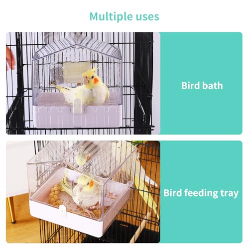 Colorday Bird Bath for Cage, Parrot Bath for Small to Medium Birds, Cockatiels, Parakeets, Budgie, Quaker, Conure, Lovebirds, Finches(6.7X6.7X7.74 inch)