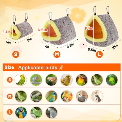 MEWTOGO Medium Winter Warm Bird Nest for Cage - Comfortable Birds Bed with Support Plate, Hanging Shed Hideaway Hammock Hut Gift for Macaws African Grey  Parrots