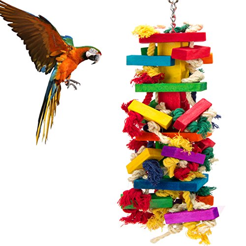 Extra Large Natural Wood Bird Toys for Macaws, African Grey,  Parrots Gifts