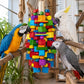 Large Bird Toy, 20 in XL Parrot Toys Natural Wood Blocks Bird Chew Toy for Foraging, Stainless Steel Chain Hanging Cage Toy for Macaws, Cockatoos, African Greys and Large Parrots-1.65 lb