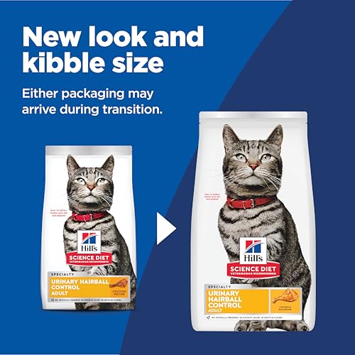 Hill's Science Diet Urinary Hairball Control, Adult 1-6, Urinary Track Health & Hairball Control Support, Dry Cat Food, Chicken Recipe, 15.5 lb Bag
