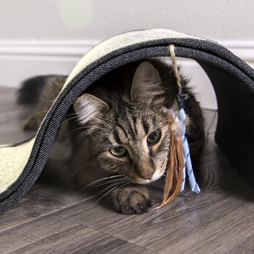 Petlinks Dream Curl Carpet Cat Scratcher, Dual-Surface Cat Scratching Post, Lounge & Hide Scratchers for Cats & Kittens, Gray, Furniture Protector, One Size Fits All Cats