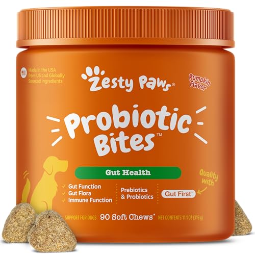 Zesty Paws Probiotics for Dogs - Digestive Enzymes for Gut Flora, Digestive Health, Diarrhea & Bowel Support - Clinically Studied DE111 - Dog
