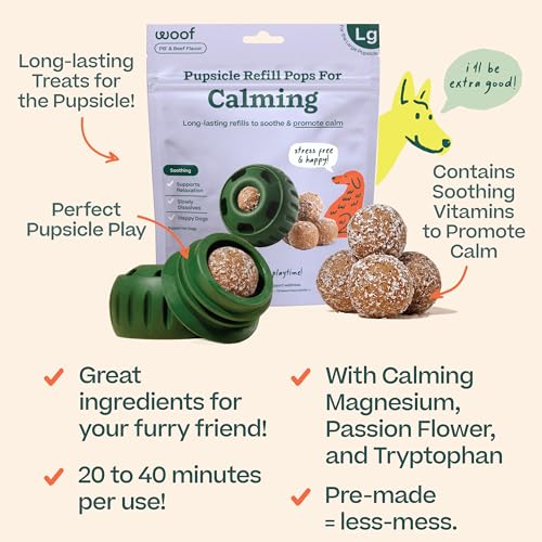WOOF Pupsicle Refill Pops for Calming - Long-Lasting Refills for The Pupsicle Toy to Promote Calm - Calming Dog Treats - Magnesium for Dogs- Large