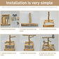 Natural Wood Bird Toys Playground, Bird Cage Accessories, Bird Perches, with Removable Tray and 2 Stainless Steel Cups