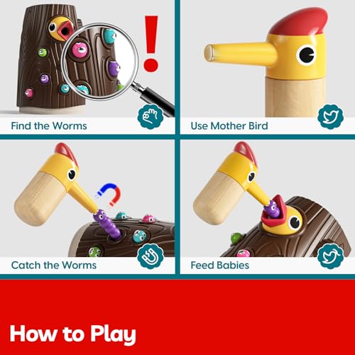 TOP BRIGHT Montessori Toys for 2 Year Old - Magnetic Bird Feeding Games for 2 Year Olds, Learning Toys for Toddlers 2-4 Years, Fine Motor Skills Toy for 3 Years Old Girls and Boys