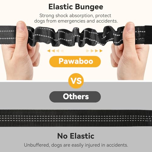 Pawaboo 2Pack Dog Seatbelt for Car,3-in-1 Dog Car Seat Belt Bungee,Shockproof Dogs Tether for Cars with Buckle&Hook Latch, Adjustable Reflective Dogs