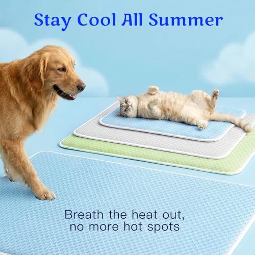 Mora Pets Dog Cooling Mat Instant Self Cooling Pad for Dogs & Cats Breathable Washable Summer Pet Cool Mat Indoor Outdoor, Puppy Cold Blanket for