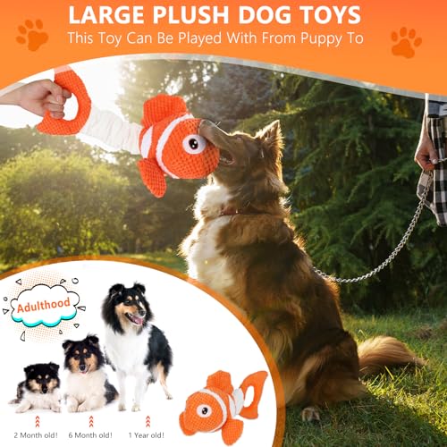 Squeaky Dog Toys, Durability Interactive Tug of War Puppy Toys for Indoor and Outdoor Play - Stuffed Pet Dog Toys with Soft Fabric Suitable for