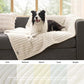 Bedsure ComfyFleece Waterproof Dog Blankets for Large Dogs - Soft Pet Cat Blanket Corduroy Fleece for Couch Bed Protector Washable, Cozy Calming Reversible Furniture Protection,50"x60", Cream