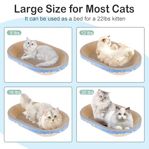 Cat Scratcher, 23.6x14.9 inches Cardboard Cat Scratchers for Indoor Cats, Large Cat Scratching Board, Oval Cat Scratch Pad Bed with Catnip