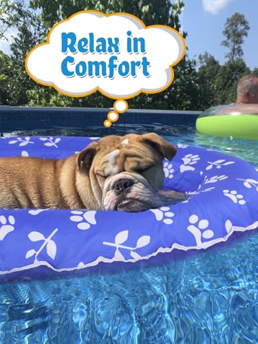Upgraded Tear-Resistant Dog Pool Float - 25" x 41" Stable Support Inflatable Dogs Floats, Scratch-Proof Oxford Summer Floatie Raft Pool Toy for Small