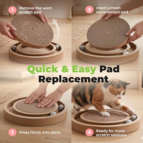 Best Pet Supplies Catify Cat Scratcher, Fun Interactive Scratchers, Posts, Poles, Claw Safe, Furniture Saver Indoor Play Support Natural Cat Behaviors Heavy Duty - 5 Pack Round, 10 x 10"