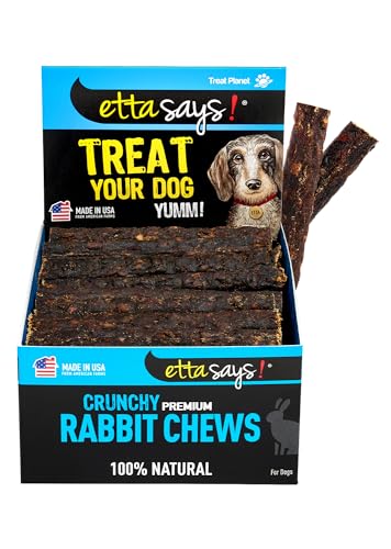 etta says! Premium Crunchy 4.5" Rabbit Dog Chews - Grain-Free Dog Treats, Good for Teeth, Easy to Digest - Made in The USA (36 Count Pack of 1)