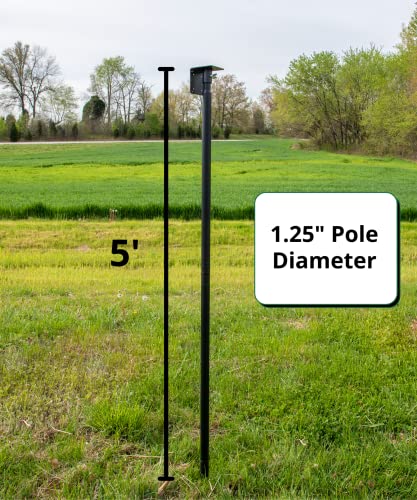 JCS Wildlife Universal Mounting Pole Kit for Bird Houses & Feeders, Heavy-Duty Steel Pole with Threaded Connections, Top or Side Mount, 55" Tall, Holds up to 30 lbs, Rust-Resistant Outdoor Use