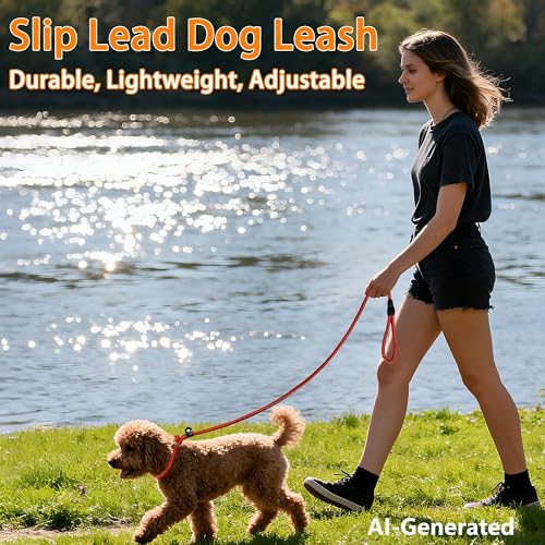 FOVRLZSE Upgraded Dog Slip Lead (3-Pack) Adjustable Nylon Lead for Dogs (Red/Black/Blue), Training Aid, Eco-Friendly Cotton Lining, Integrated