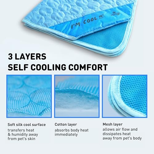 INSPECTOR TAIL Dog Cooling Mat, Indoor & Outdoor, Large Self Cooling Pad | No Freeze Needed, Breathable, Washable, Portable Cooling Mat for Dogs with