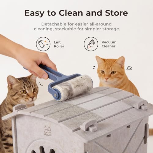 Cat Houses for Indoor Cats: Felt Cat House Cave Cathouse, Scratch-Resistant Warm Insulated Covered, Hideaway Tent for Anxiety Relief Gift