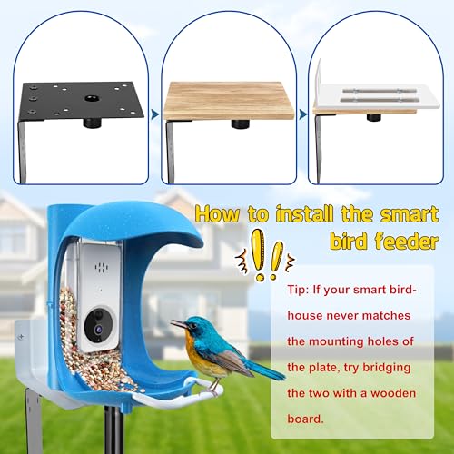 Ottsuls Bird Feeder Pole, 109 Inch Heavy Duty Bird House Pole Kit for Outdoors, with 5-Prong Base Feeding Station for Wild Birds Watching, Adjustable Feeder Stand (House Not Included)