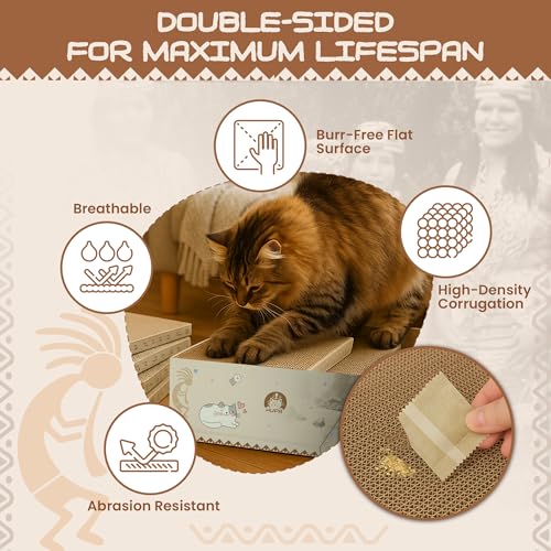 5 Pack Cat Scratching Boards | Reversible Cardboard Cat Scratcher with Catnip | Corrugated Cardboard cat Scratcher | Indoor Cat Scratch Pad | Durable Cat Scratcher Box | 16.34" L x 11.42" W x 5.51" H