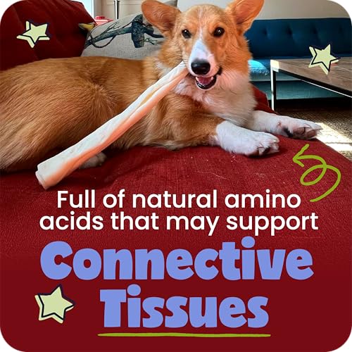 Pawstruck All Natural 11-12" Roasted Collagen Sticks for Dogs – Low Odor & Long-Lasting Bully Stick & Rawhide Alternative, Single Ingredient, Vet Approved – 5 Pack