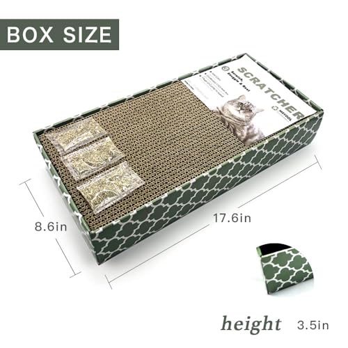 Cat Scratcher Cardboard Scratching Pads Scratch Lounge Bed with Catnip 3PCS Reversible Corrugated Cardboard with Scratch Box