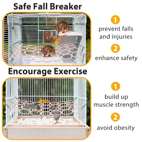 1Pcs Rat Climbing Rope Net Toy for Cage, Bird Hemp Rope Perch Swing, Ladder Rope Bridge Hanging Hammock, Small Animal Activity Toy for Mouse, Mice, Parrot, Bird (Random Color)