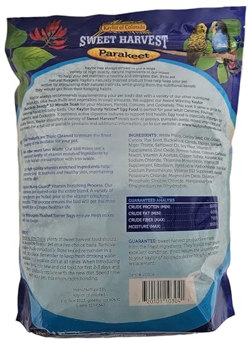 Parakeet Bird Food, 4 lbs Bag - Seed Mix for Parakeets Budgerigars Budgies