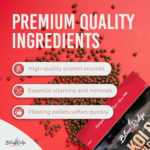 Blue Ridge Koi Fish Food 2lb - Koi Food Mini Growth Formula, Goldfish Food, Premium Fish Food for Ponds, Ponds Fish Food, Floating Pond Pellets