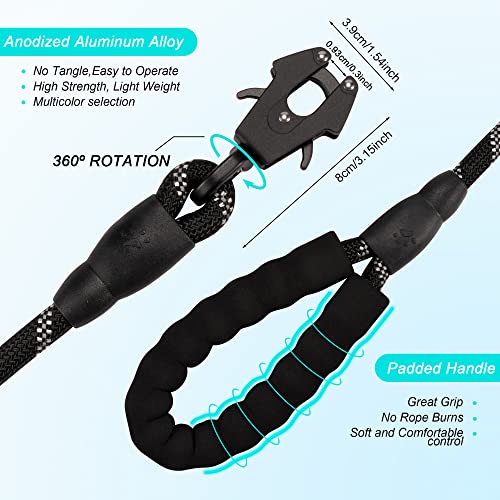 GEIT 2/4/5/6FT Dog Leash, Heavy Duty Rope Leashes, Reflective Nylon Pet Lead with Aluminum Quick Release/Locking Tactical Frog Clip for Small Medium