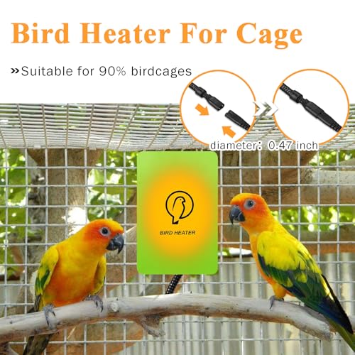 Bird Heater for Cage - Snuggle Up Bird Warmer for Exotic Pet Birds, 10W African Grey, Parakeets, Parrots, (3.7"x5.7")