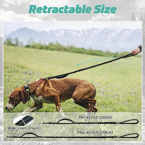 rabbitgoo Tactical Bungee Dog Leash with Shock Absorption, Military Training Leash with 2 Padded Control Handles for Medium Large Dogs, 5.2FT, Black
