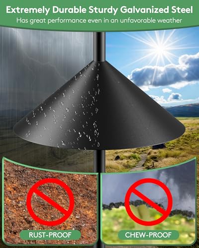 19 Inch Metal Squirrel Baffle for Bird Feeder Pole, Outdoor Squirrel Proof Bird Feeders, Bird House Guard for Shepherd’s Hook, Rust Chew Proof Heavy Duty