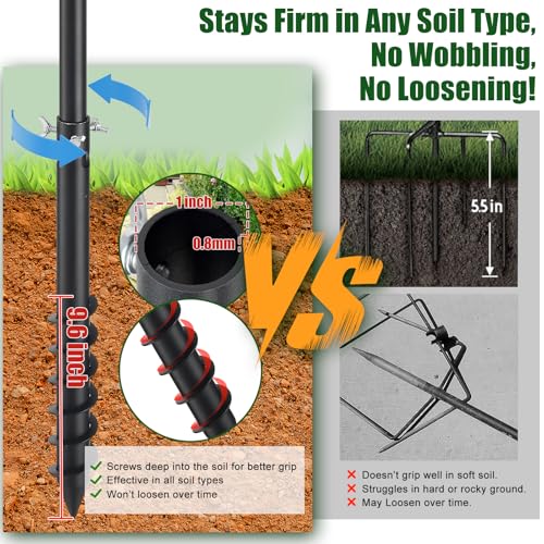 Heavy Duty Bird Feeder Pole - 88" Adjustable Bird House Stand Outdoor, Anti-Tip Auger & Stable Mount for Smart Camera Birdfeeder,Bluebird House, Bird Buddy, Birdfy