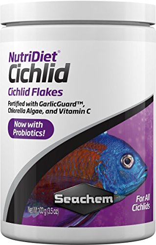 Seachem NutriDiet Cichlid Fish Flakes - Probiotic Formula with GarlicGuard 100g , 3.52 Ounce (Pack of 1)