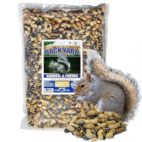 CountryMax Backyard Seeds Squirrel & Chipmunk Food Mix – 8 lb Bag – Premium Wildlife Blend with Sunflower Seeds, Peanuts & Corn – Ideal for Squirrels, Chipmunks, Rabbits & Backyard Birds