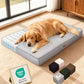OhGeni Orthopedic Waterproof Dog Bed for Large Dogs, Machine-Washable Removable Cover in Easy-Clean Fabric, High Density Foam & Easy-Carry Handle, Suitable for Crate, 41 inch (Gray)