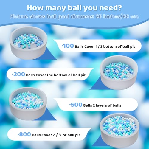 MoonxHome Ball Pit Balls for Toddlers, BPA Free Crush Proof Plastic Toy Balls for Ball Pit, Children's Pool Water Toys, Macaron Ocean Balls for Play