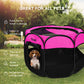 GOOZII Pet Cat Playpen for Indoor Cats Enclosed, Portable Foldable Dog Playpen Outdoor Tent Crate Cage with Zipper Top Cover Door for Kitten Puppy Outside Rv Car Camper (Small Size, Pink)