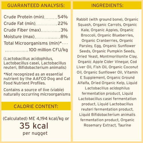 Primal Freeze Dried Raw Dog Food Nuggets, Rabbit, Complete & Balanced Meal, Also Use as Topper or Treat, Premium, Healthy, Grain Free, High Protein Raw Dog Food, 14 oz