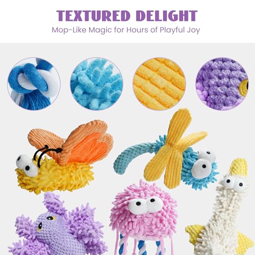 Nocciola 5 Packs Squeaky Dog Toy Plushies, Cute Soft Squeak Crinkle Plush Stuffed Durable Pet Animal Chew Puppy Toys for Small Meidum Large Breed