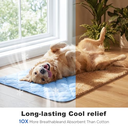 ZOMISIA Dog Cooling Mat for Extra Large Dogs, Q-Max>0.5 Thin Breathable Crate Pad for Pet, Portable Washable Kennel Pad for Summer Outdoor, 41x27